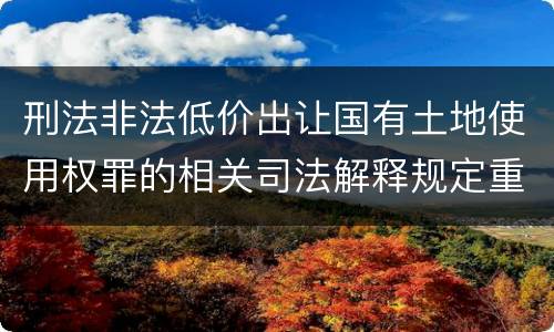 刑法非法低价出让国有土地使用权罪的相关司法解释规定重要内容有哪些