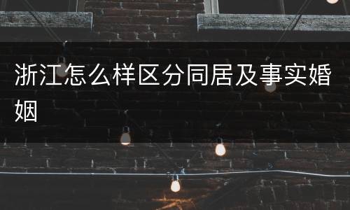 浙江怎么样区分同居及事实婚姻