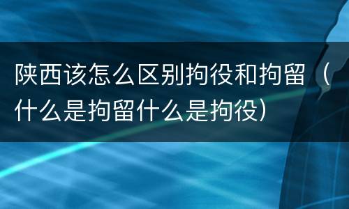 陕西该怎么区别拘役和拘留（什么是拘留什么是拘役）