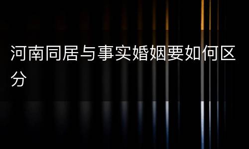 河南同居与事实婚姻要如何区分