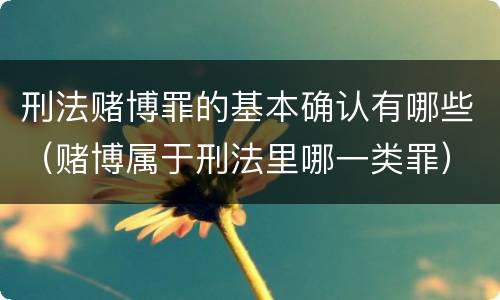 刑法赌博罪的基本确认有哪些（赌博属于刑法里哪一类罪）