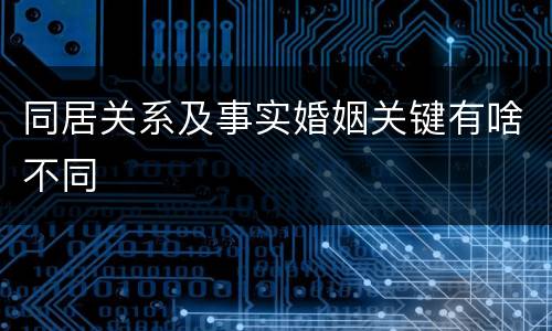 同居关系及事实婚姻关键有啥不同