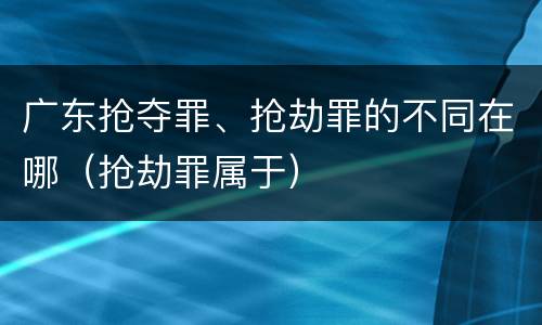 广东抢夺罪、抢劫罪的不同在哪（抢劫罪属于）
