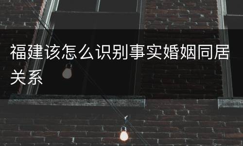 福建该怎么识别事实婚姻同居关系