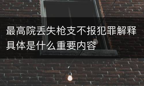 最高院丢失枪支不报犯罪解释具体是什么重要内容