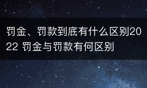 罚金、罚款到底有什么区别2022 罚金与罚款有何区别