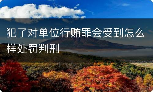 犯了对单位行贿罪会受到怎么样处罚判刑