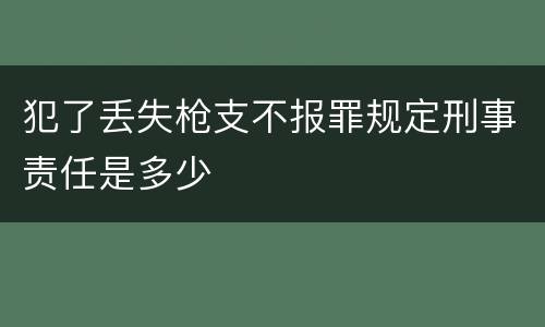 犯了丢失枪支不报罪规定刑事责任是多少
