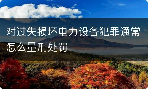 对过失损坏电力设备犯罪通常怎么量刑处罚