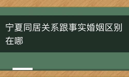宁夏同居关系跟事实婚姻区别在哪