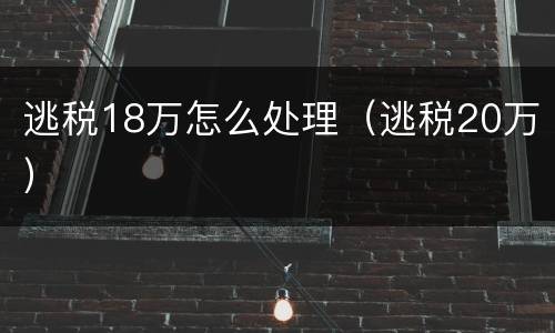 逃税18万怎么处理（逃税20万）