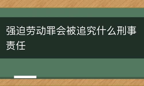 强迫劳动罪会被追究什么刑事责任