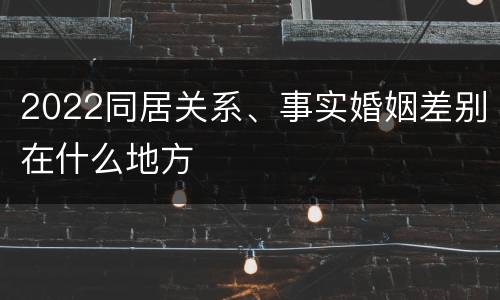 2022同居关系、事实婚姻差别在什么地方