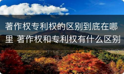 著作权专利权的区别到底在哪里 著作权和专利权有什么区别