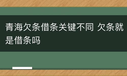 青海欠条借条关键不同 欠条就是借条吗