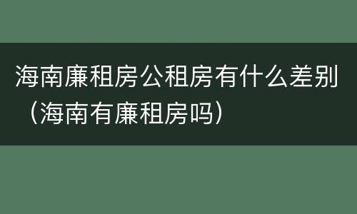 海南廉租房公租房有什么差别（海南有廉租房吗）