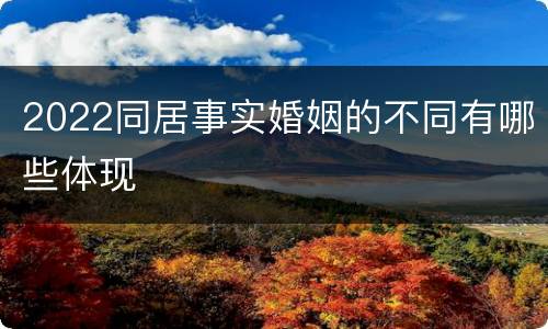 2022同居事实婚姻的不同有哪些体现