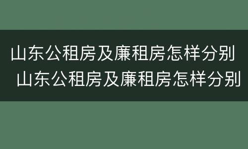 山东公租房及廉租房怎样分别 山东公租房及廉租房怎样分别摇号