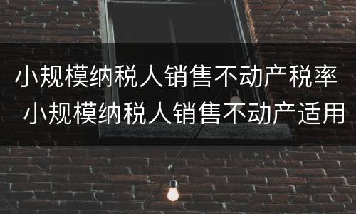 小规模纳税人销售不动产税率 小规模纳税人销售不动产适用税率