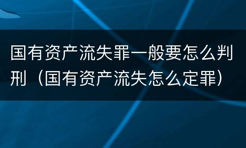 国有资产流失罪一般要怎么判刑（国有资产流失怎么定罪）