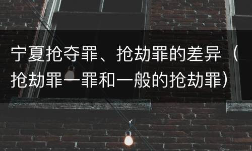 宁夏抢夺罪、抢劫罪的差异（抢劫罪一罪和一般的抢劫罪）