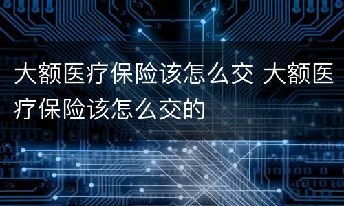 大额医疗保险该怎么交 大额医疗保险该怎么交的