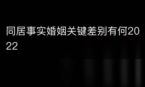 同居事实婚姻关键差别有何2022