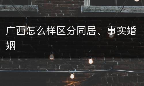 广西怎么样区分同居、事实婚姻
