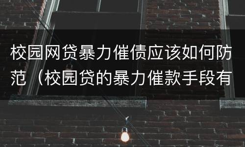 校园网贷暴力催债应该如何防范（校园贷的暴力催款手段有哪些）