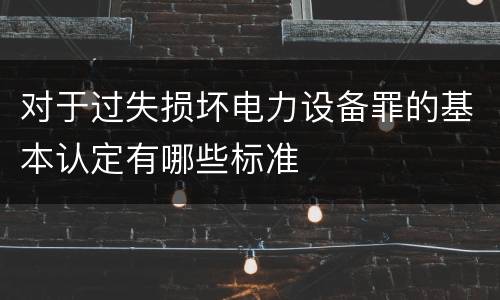 对于过失损坏电力设备罪的基本认定有哪些标准