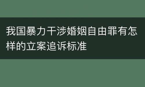我国暴力干涉婚姻自由罪有怎样的立案追诉标准
