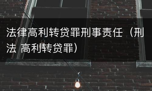 法律高利转贷罪刑事责任（刑法 高利转贷罪）