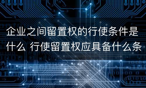 企业之间留置权的行使条件是什么 行使留置权应具备什么条件