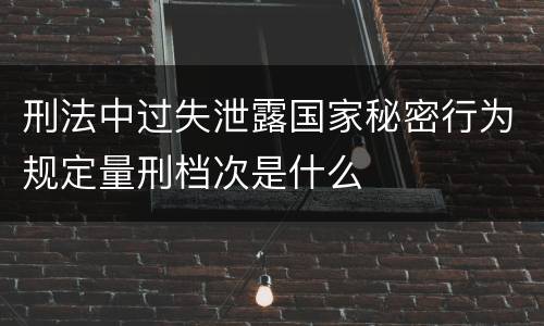 刑法中过失泄露国家秘密行为规定量刑档次是什么