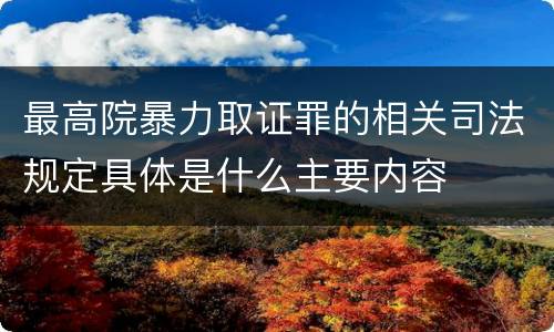 最高院暴力取证罪的相关司法规定具体是什么主要内容