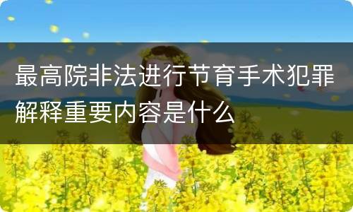 最高院非法进行节育手术犯罪解释重要内容是什么