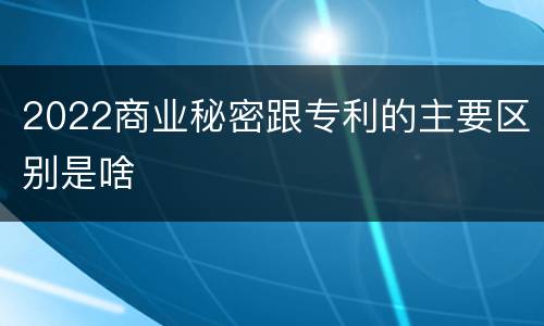 2022商业秘密跟专利的主要区别是啥