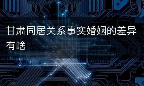 甘肃同居关系事实婚姻的差异有啥