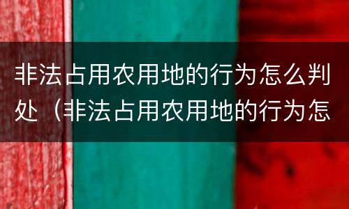 非法占用农用地的行为怎么判处（非法占用农用地的行为怎么判处罚款）