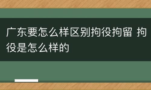 广东要怎么样区别拘役拘留 拘役是怎么样的