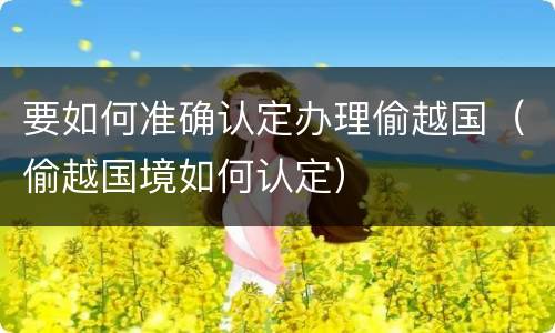 要如何准确认定办理偷越国（偷越国境如何认定）