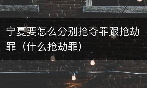 宁夏要怎么分别抢夺罪跟抢劫罪（什么抢劫罪）