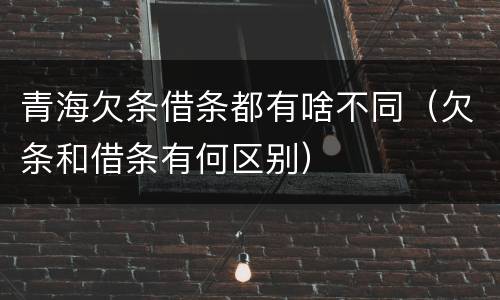 青海欠条借条都有啥不同（欠条和借条有何区别）