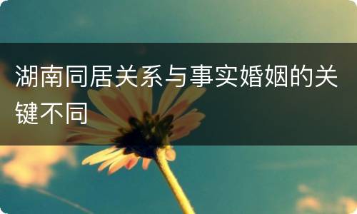 湖南同居关系与事实婚姻的关键不同