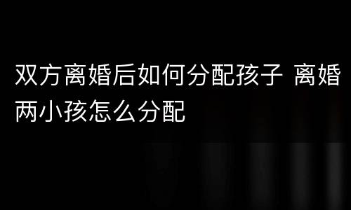 双方离婚后如何分配孩子 离婚两小孩怎么分配