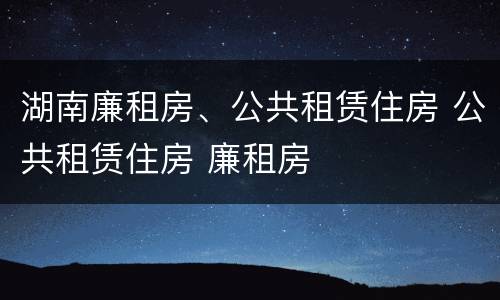 湖南廉租房、公共租赁住房 公共租赁住房 廉租房
