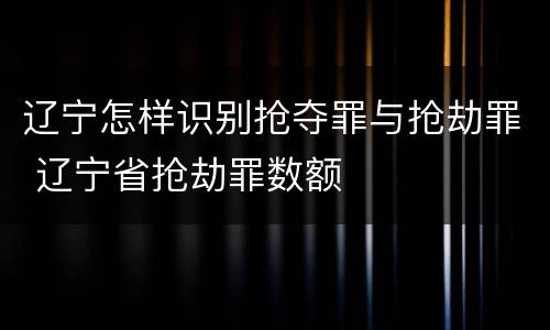 辽宁怎样识别抢夺罪与抢劫罪 辽宁省抢劫罪数额