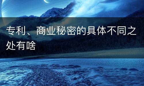 专利、商业秘密的具体不同之处有啥