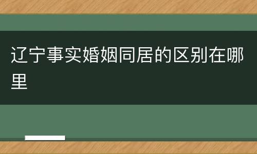 辽宁事实婚姻同居的区别在哪里