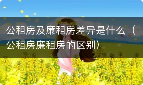 公租房及廉租房差异是什么（公租房廉租房的区别）